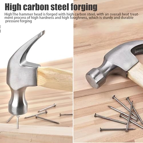 8.8 Ounce Claw Hammer,Forged Carbon Steel Head Small Hammer | Wood Hammer Solid wood handle claw hammer for Home Repair& DIY