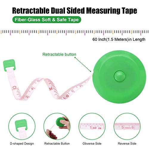 Tape Measure Body Measuring Tape, Retractable 60 Inch Soft Mini Measuring Tape, Small Sewing Fabric Tape Measurer for Cloth Waist Medical Nursing Craft(8 Pack) - color: 8 Colors