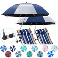 2 Pack Beach Umbrella with 360 Universal Clamp, UPF50+ Umbrella Outdoor Patio Sun Protection for Chairs, Beach &Patio Use (Not Include Chair) - color: Ink Blue/Silvery
