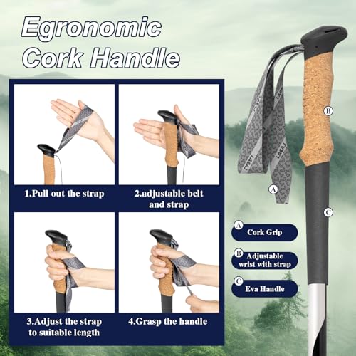 Hiking Poles, Ultra-Light Telescopic Trekking Poles,Portable Walking Sticks with Adjustable Height for Men and Women - color: Black
