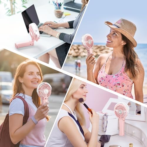HandFan Upgraded Portable Handheld Misting Fan, Rechargeable Personal Mister Fan, Spray Water Mist Fans, Foldable Electric Mini Cooling Hand Fans for Summer Beach Travel Concerts Disney(Pink) - color: Pink, style: HF318C