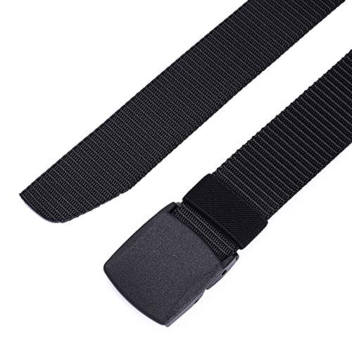 Mile High Life | Nylon Web Belt | Outdoor Military Belt | TSA Safe Buckle Plastic/Metal - color: Black-510olive