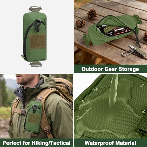 Tactical Shoulder Strap Bag Molle Pouches Compact Outdoor Organizer for Tools, Essentials, and EDC Gear, 6.5x5x4.5 Inches - color: Dark Green