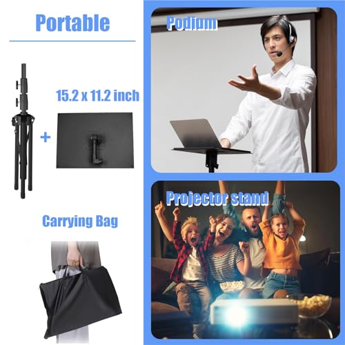 Kereal Laptop Projector Tripod Stand, Universal Portable Floor Holder Mount Stand for DJ Equipment,Office,Stage,Studio,Podium,Adjustable Height 25 to 50 Inch, with Tray and Gooseneck Phone Holder