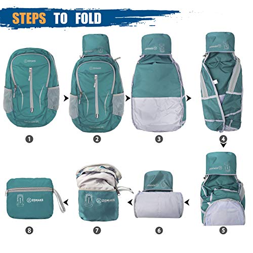 ZOMAKE Lightweight Packable Backpack 25L, Foldable Hiking Daypack - color: Army Green, size: 25L
