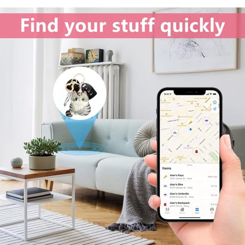 Leather Keychain holder Protective Case Compatible with Apple AirTag - color: Cat F