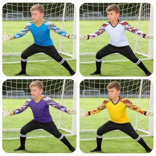 Youth Goalkeeper Kit for Boys and Girls - Football Goalkeeper Jersey and Shorts for Kids - color: White, size: 9-10Years