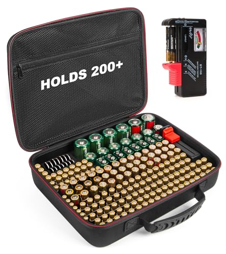 Battery Organizer Storage Case with Tester (BT168),Battery Holder Box Vault Case Waterproof, Large Capacity Batteries Carrying Case Container Bag Fit for 200+ Batteries AA AAA C D 9V - size: 200+ Cell