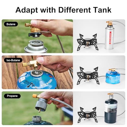 Odoland 3800W Portable Camping Stove Lightweight Gas Stove Collapsible Backpacking Stove with EVA Box Compatiable with Three Kinds of Gas Canister for Outdoor Camping Cooking Hiking and Picnic