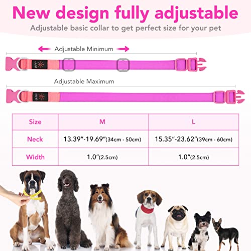 LED Dog Collar Light Up Dog Collars Red Light USB Rechargeable, Adjustable Size Heavy Duty TPU Nylon Webbing Glow Safety Basic Dog Collars for Large Medium Dogs (M,Candy Pink) - color: Pink-Fully adjustable (Red Light), size: M(13.39-19.69 inch/34-50 cm)