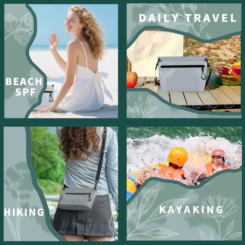 2L Waterproof Bag Fanny Pouch for Phone Passport Purse, Handle & Adjustable Strap for Swim, Travel, Beach - color: Grey