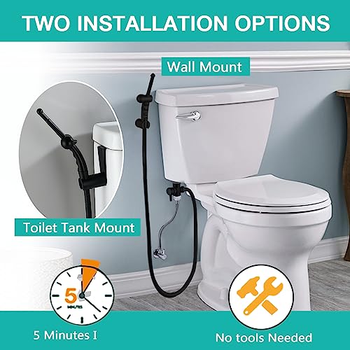 BARROCK Advanced Handheld Bidet Sprayer Set for Toilet, Bathroom Ergonomic Jet Bidet Spray Attachment Kit for Muslim Shower, Feminine Hygiene, Bathing Pets and Washing Baby Cloth Diaper, Matte Black - color: Matte Black