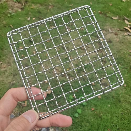 2Peices Backpacker Bushcraft Grill Grate Stainless Steel BBQ Cooking Grill Mesh Campfire Grill Square Round for Camping, Backpacking, Hunting Fishing