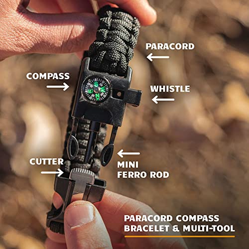 Ferro Rod Fire Starter Kit & Backpacking Multitool | Flint and Steel Striker | Waterproof Magnesium Farrow Rod Tool & Firestarter for Campfires - style: Ferro Rod W/ Paracord Bracelet Multi-tool