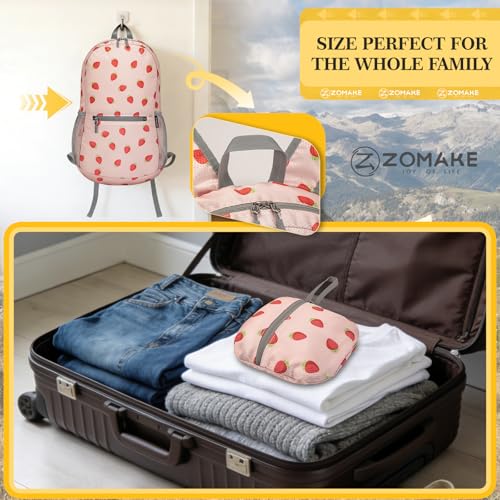 ZOMAKE Lightweight Packable Backpack, Foldable Small Travel Day Pack - color: Strawberry Print