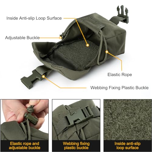 IDOGEAR Tactical Frag Grenade Pouch MOLLE Tool Pouch Ultility EDC mini Waist Storage Bag with Adjustable Function - color: Ranger Green