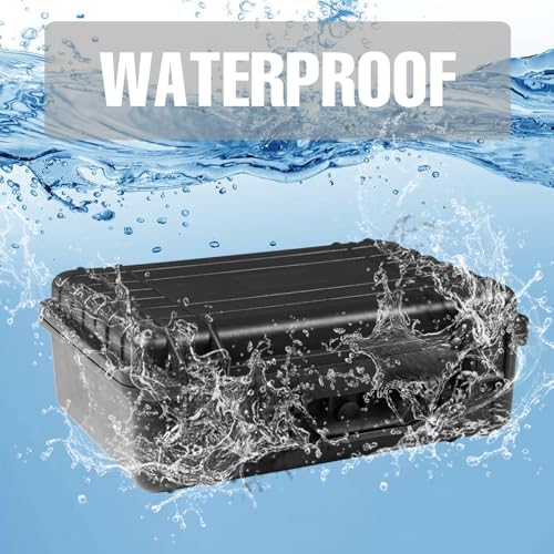 Jack Boss 18x 13.8x 8 Inch Hard Case, Portable Weather Waterproof Protective Camera Case with Customizable Foam, Fit Use of Drones, Camera, Equipments, Black4 | Portable Protective Hard Shell Case With Updated Plastic Material,Fit Drones,Camera,Equipments