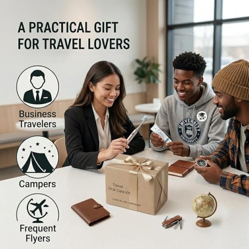 Toothbrush Travel Case Kit 6 in 1 Toothbrush Holder and Rinse Cup TSA Approved Portable Toiletry Organizer for Business Trip Traveling Gym Camping,Includes 2 Cups, Soap Case & 2 Brush Covers