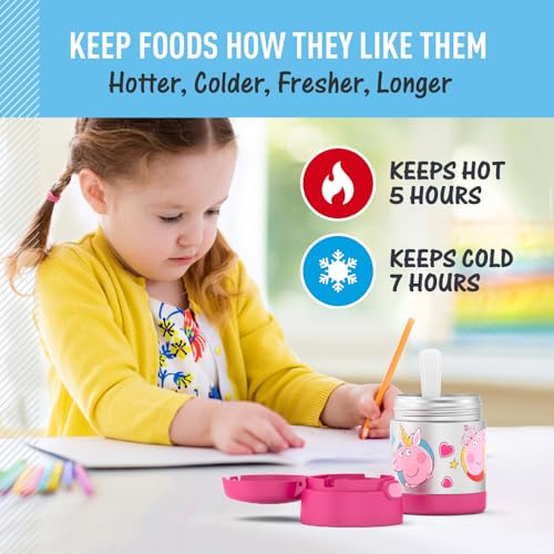 THERMOS FUNTAINER Kids Food Jar with Spoon, 10oz, Peppa Pig - color: Peppa Pig, size: 10 Ounce