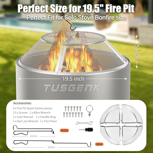 Fire Pit Spark Screen for Solo Stove Bonfire, 19.5 Inch | 304 Stainless Steel, Detachable Spark Shield for Backyard Family Fires, Camping, and Marshmallow Roasting - size: Bonfire Shield 19.5Inch