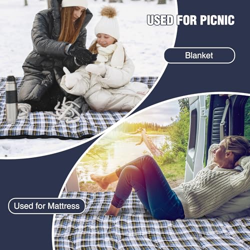 REDCAMP Cotton Flannel Sleeping Bag for Camping Backpacking, Adults Cold Weather Envelope Sleeping Bags with 2/3/4/6lbs Filling - color: Widened Navy Blue With 4lbs Filling