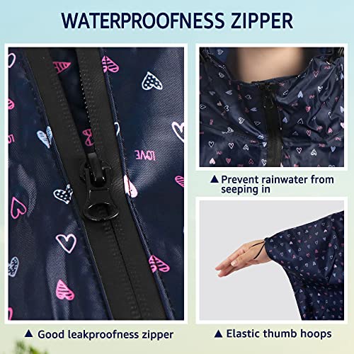 ANYOO Waterproof Rain Poncho Lightweight Reusable Hiking Hooded Coat Jacket for Outdoor Activities - color: Heart-shaped