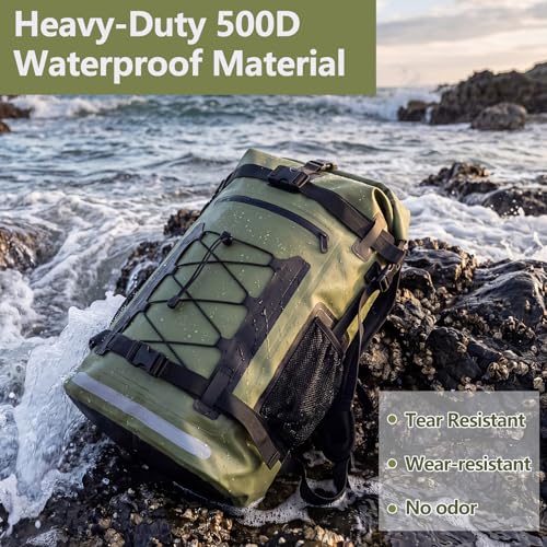 Waterproof Backpack, 40L Large Capacity Dry Bag, Hiking Travel Backpack | Roll-Top, Heavy Duty, Reflective Strips, Wear-Resistant, Tear-Resistant Backpack for Kayaking, Hiking, Rafting, Boating