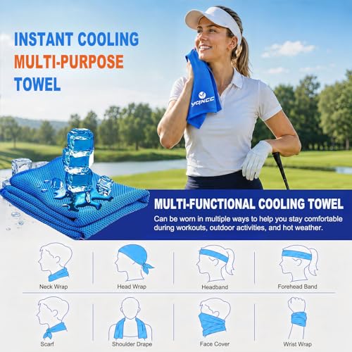 YQXCC 2 Pack Cooling Towels (47"x12"), Ice Cool Towel for Neck & Face | Cooling Neck Wraps, Soft Breathable Microfiber Chilly Towel for Yoga, Golf, Gym, Running, Camping & Hot Weather - color: 2*light Blue