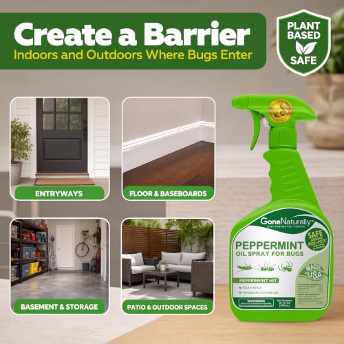 Peppermint Oil Spray for Bugs– Extra Strong Insect Repellent & Bug Spray for Home– Kills & Repels Ants, Roaches, Spiders & More– Safe Around Kids & Pets– Indoor & Outdoor Use (16oz)