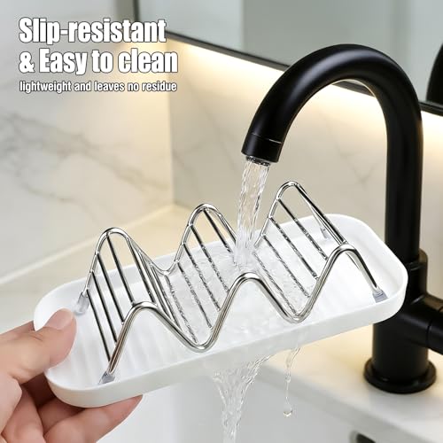OZNER Wavy Soap Dish for Shower, 304 Stainless Steel Shampoo Bar Holder with Removable Drip Tray, Self Draining Quick Dry Bar Soap Holder for Shampoo Bars, Conditioner Bars & Soap, 1 Pack - size: M(7.4"*3.2")