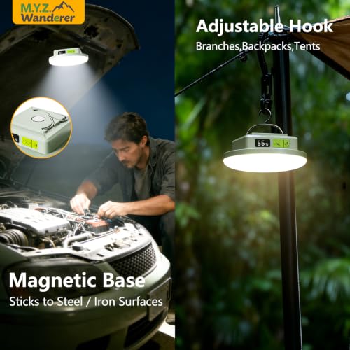 Tent Lights & Canopy Lights, Camping Lantern/Lamp, Rechargeable LED Camping Light, 4500LM 4 Modes Dimmable, 7200mAh Magnet Flashlight for Emergency & Power Outages, Battery Powered Outdoor Lights - style: 7200mAh