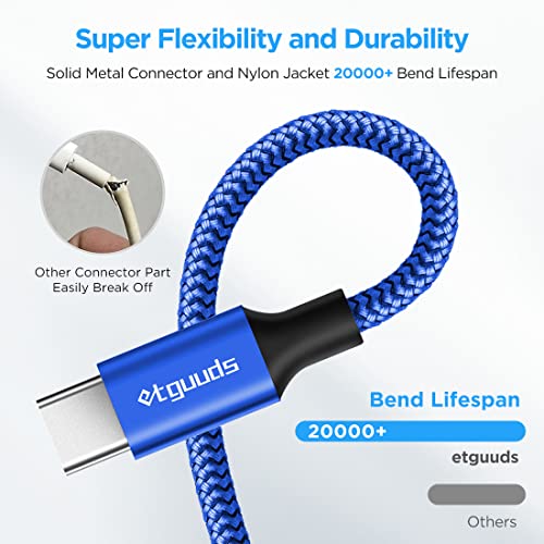 etguuds 6ft USB A to USB C Cable, 2Pack Fast Charging Cord Type C Charger - color: Blue, size: 6ft