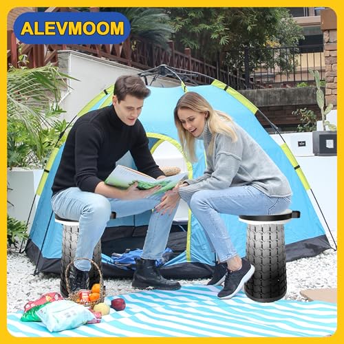 ALEVMOOM Upgraded 18.1" XL Collapsible Stool with Cushion, Portable Folding Stools for Adults Capacity 800lbs, Lightweight Telescoping Stool for Camping Travel Fishing Hiking - color: Gradient Gray