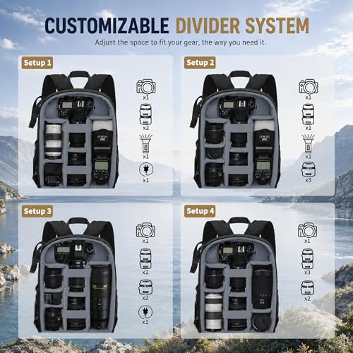Camera Backpack for Photographers, Professional DSLR Camera Bag - color: Black, size: Standard