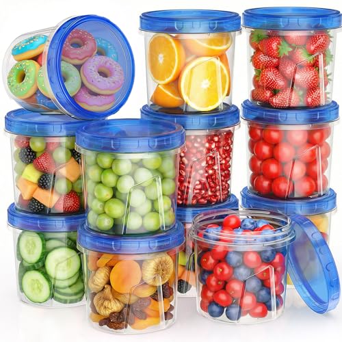 [12 Pack-24 Oz] Freezer Storage Containers Set, Small Plastic Containers with Twist Top Lids, Reusable Soup Containers for Meal Prep, Lunch, Leftovers - color: 12P-24 OZ