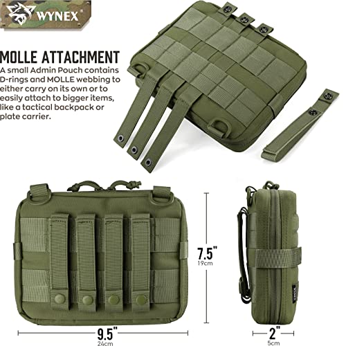 WYNEX Tactical Admin Molle Pouch, Medical EDC EMT Utility Bag Shell Design Attachment Pouches 1000D Nylon Hiking Belt Bags - color: Army Green