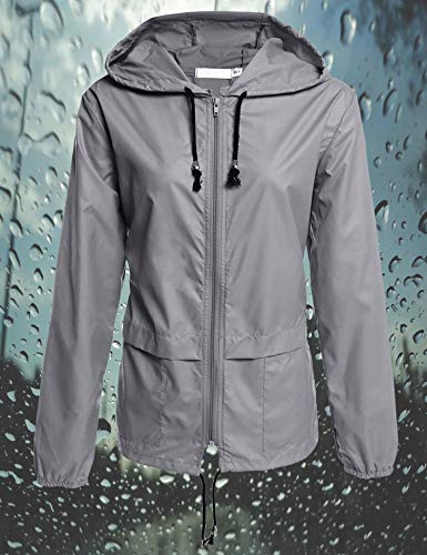 Avoogue Raincoat Women Lightweight Waterproof Rain Jackets Packable Outdoor Hooded Windbreaker - color: Gray, size: 3X-Large