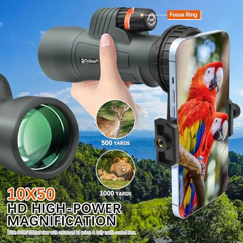 Monocular Telescope HD 10x50 BAK4&FMC Waterproof Gift for Adults Men - size: 10x50
