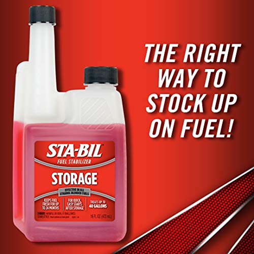 STA-BIL Storage Fuel Stabilizer - Keeps Fuel Fresh for 24 Months - Prevents Corrosion - Gasoline Treatment that Protects Fuel System - Fuel Saver - Treats 40 Gallons - 16 Fl. Oz. (22207-24PK) - size: 16 fl oz (24PK)