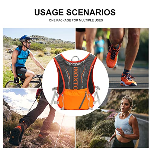 INOXTO Running Hydration Vest Backpack,Lightweight Insulated Pack with 1.5L Water Bladder Bag Daypack for Trail Hiking Running Cycling Race Marathon for Women Men - color: Dark orange stripe