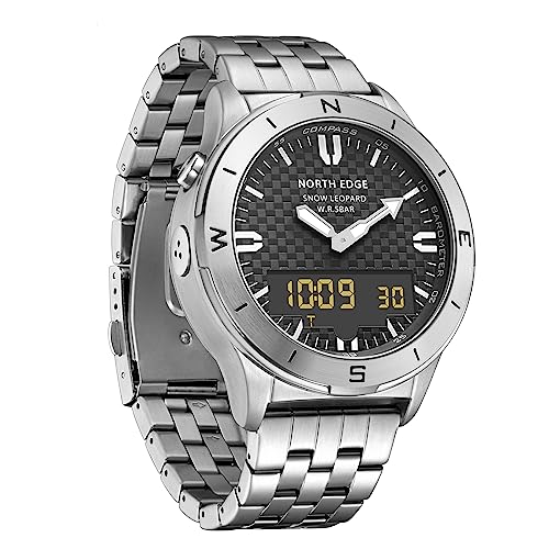 DIDITIME Tactical Watches for Men, Military Watches for Men, Waterproof 164FT, Fitness Watch, Mens Digital Watches with Compass, Metronome, Pedometer, Lightweight Breathable Nylon Watch - color: SNOW LEOPARD-SILVER