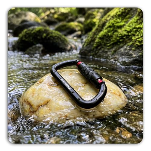 FresKaro 3inch 12kN-2698lbs Auto Locking Carabiner Clips, Solid D Shape, Heavy Duty 7075 Aluminum, Lightweight 1.09oz, Rust Proof, for Hammock, Hiking, Dog Leash, Keychain etc., Multi-Colors - color: Black-2pcs