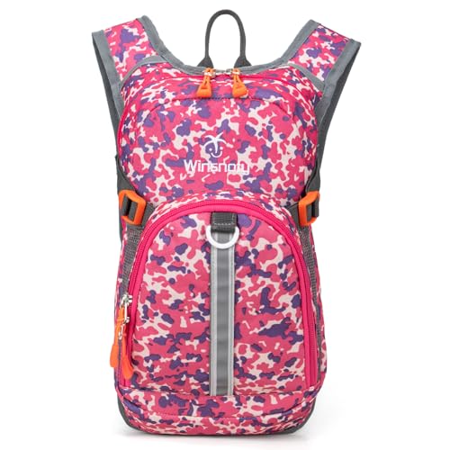 Kids Hydration Backpack, Water Hiking Backpack for Boys or Girls with 1.5L Reservoir Bladder - color: Rose Print