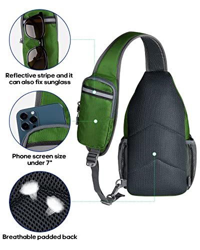 WATERFLY Crossbody Sling Backpack Sling Bag Travel Hiking Daypack - color: Z-army Green
