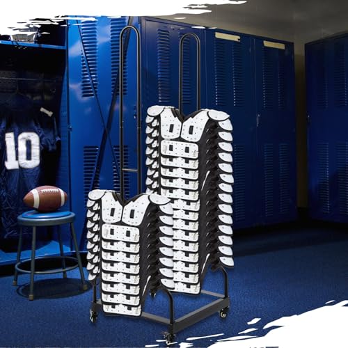 MorningRo Football Shoulder Pad Rack with Locking Wheels for Easy Moving | Heavy Duty Sports Equipment Organizer, Sturdy Metal Rack for Homecoming All Level Sports