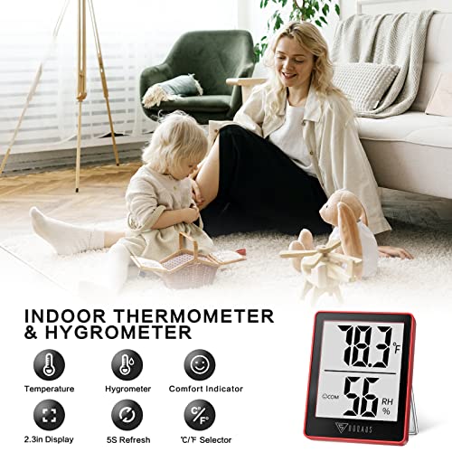 DOQAUS Digital Hygrometer Indoor Thermometer Humidity Meter, Red - color: Red Black