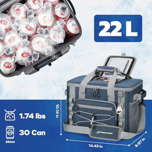 Maelstrom 30/40 Can Soft Cooler Bag, Leakproof Insulated Ice Chest | 24h Cold (With Ice), 5-Layer Insulation, Multi-Pockets ,Lightweight,Perfect For Camping, Beach, Hiking, Kayaking, Road Trips - color: 6.Blue with lid, size: 30 Can