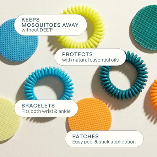 Cliganic Mosquito Repellent Bracelet Stickers Pack for Kids & Adults Multi Color, Natural DEET-Free, Essential Oil Infused 20 Bands with 30 Patches, Citronella Scent (Pack of 3) - size: Pack of 150