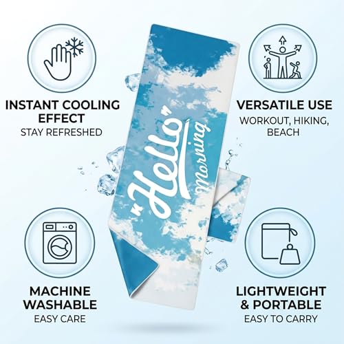 Microfiber Cooling Towel 12" x 40" - Instant Cooling Neck Wrap | Soft Breathable Chilly Ice Towel, Quick-Dry Sweat-Wicking Reusable Towel for Hot Yoga, Gym, Running, Workout, Beach, Hiking