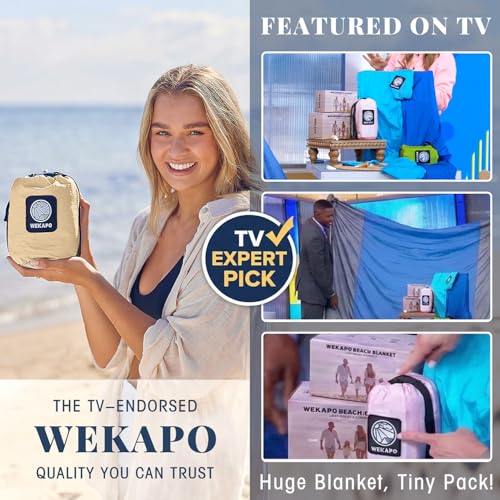 WEKAPO Beach Blanket Sandproof Waterproof, Extra Large Beach Mat, Oversized & Compact Sand Free, Quick Drying Beach Essentials for Vacation, Cruise, Picnic & Camping with Stakes - color: Beige, size: 9x10 FT (1～8 person)